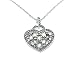 Silver Iced Out Crystal Heart Pendant I Love You Filagree Necklace for Girls Women Girlfriend Anniversary Jewelry