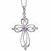10K White Gold Amethyst and Diamond Cross Pendant, title=