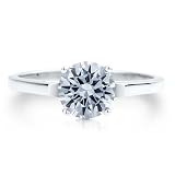Sterling Silver 925 Round Aquamarine Cubic Zirconia CZ Solitaire Ring - Women's Valentine Engagement Ring