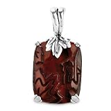Relios Sterling Silver Red Tiger Eye Leaf Pendant Enhancer