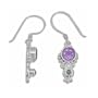 Sterling Silver Faceted Amethyst and Cabochon Apatite Dangle Earrings By Sajen