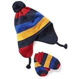 オールドネイビー OLD NAVY/ ポンポントラッパービーニー&ミトンセット マルチストライプ 小物 M(2歳～3歳)【並行輸入】