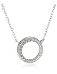 Sterling Silver or 14k Rose Gold over Sterling Silver Open Circle Diamond Accent Necklace, 18"