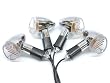 Motorcycle 4 pcs Chrome Mini Clear Bullet Turn Signals Fits Metric Cruisers, Harleys, Choppers Enhance the look with these Mini Bullet Chrome Turn Signals Blinkers, Harley Davidsons, Suzuki, Honda, Kawasaki, Yamaha Cruisers, Scooters, Vespa, Moped