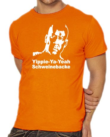 Touchlines Unisex/Herren T-Shirt Yippie Ya Yeah - Bruce Willis, orange, XL, B277 Preisvergleich