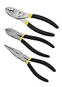 Stanley 84-114 3 Piece Basic 6-Inch Slip Joint, 6-Inch Long Nose, and 6-Inch Diagonal Plier Set