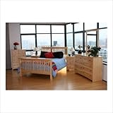 Windridge Solid Pine Shaker Bedroom Set in Light Clean Natural Size: Queen