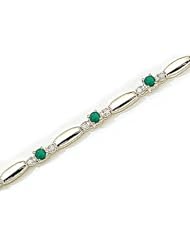 14kt Yellow Gold Round Emerald and Diamond Bracelet
