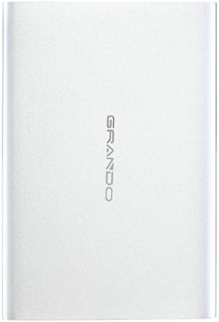 GRANDO 20000mAh Ultra-slim Aluminum Power Bank, 10 Times for iPhone 6/6 Plus, Dual USB Port 2.1A &amp; 1A External Mobile Battery Charger Pack for iPhone 6 5S/5/4S, iPad, iPod, Samsung Galaxy, Cell Phones, Tablets - Silver