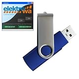 4 GB USB Speicher Stick 4GB Flash Drive in blau mit Alubügel + ELEKTROWA-SOFTWARE + Carry it Easy Plus