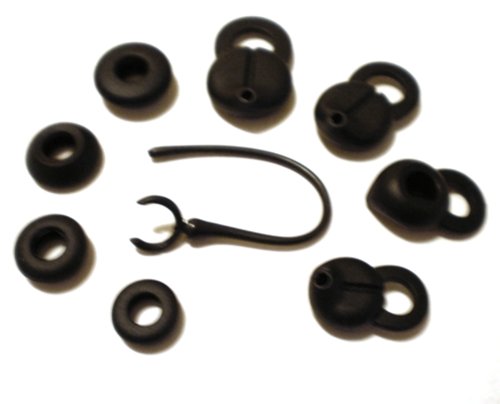 Set 8pcs Black Earbuds 1pc Earhook for Aliph Jawbone ERA Wireless Bluetooth Headset Ear Gel Bud Tip Gels Buds Tips Eargel Earbud Eartip Eargels Eartips Earhook Earloop Earclip Hook Loop Clip Replacement Part Parts 