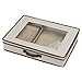 Household Essentials Natural 545 Vision Box with Lid and Handles | Tabletop Linen Storage Set Canvas with Brown Trim