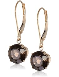10k Gold Round Gemstone Dangle Earrings