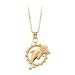14K Yellow Gold 17 x 17.50 MM Miami Dolphins NFL Logo Pendant with Chain