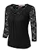 VIVALACE Womens 3/4 Lace Sleeve Twisted Cross Keyhole Knit Top
