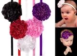 Girls Flower Puff skinny Headbands in white, purple, pink, black, & red for baby toddler & girl by My Little Legs