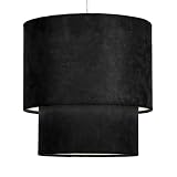 2 Tier Black Faux Suede Ceiling Shade