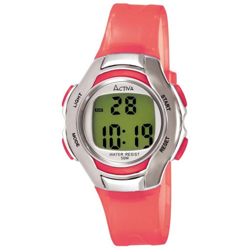 Activa By Invicta Women's AD005-006 Digital Red Transparent Rubber Strap Watch