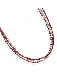 MMA Silver - 16 inch+2 inch Triple Strand Sterling Silver and Coral Necklace