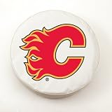 Calgary Flames NHL Tire Cover White Size: E10 - 30 x 10 Inch