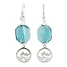 Large Teal Blue Geormetric Swarovski Crystal Bead and Sterling Silver Om (Aum) Dangle Earrings, #7466