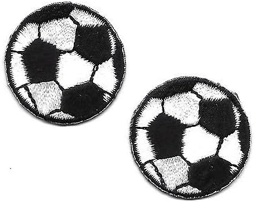 SOCCER-Soccer Balls (1" Round)(2 Pc)-Iron On Embroidered Applique-Sports