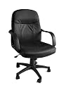 "Asher-Wilson" Leather Executive Office Chair w/ Black Base & Gas Lift & Tilt w/ Lumbar Support
