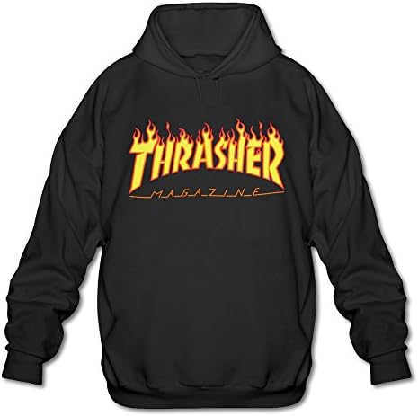 Shaningway Men's Thrasher Magazine Hooded Sweatshirts Black