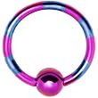 16 Gauge Purple Blue Striped Titanium Captive Ring