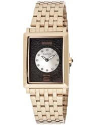Womens Black With White MOP Dial & White Swarovski Crystal Rose Gold Tone Ion Plated Stainless Steel