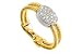 Jewelry : 18K Yellow Gold Hand-Woven Matte-Finish Double-Strand Mesh Ring, Enhanced with White Gold Oval-Shape Pave Set Diamonds