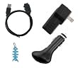 Universal USB Charger Kit for Samsung Yp - S3: USB Wall / Travel Charger, USB Car Charger, 2in1 USB Sync and Charging Data Cable and Light Blue Fishbone Style Keychain