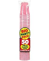 Amscan Big Party Pack 50 Count Plastic Cups, 16-Ounce, New Pink