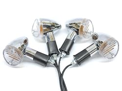 Motorcycle 4 pcs Chrome Mini Clear Bullet Turn Signals Fits Metric Cruisers, Harleys, Choppers Enhance the look with these Mini Bullet Chrome Turn Signals Blinkers, Harley Davidsons, Suzuki, Honda, Kawasaki, Yamaha Cruisers, Scooters, Vespa, Moped