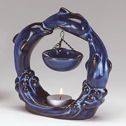 Triple Blue Dolphins Waves Porcelain Oil Burner Warmer