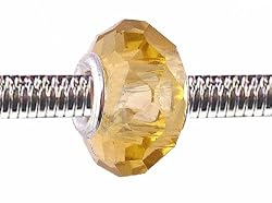 Pandora Style Charm Bead (Z92) Faceted Murano Lampwork Glass (14mm x 10mm) (fits Troll too)