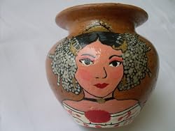 Clay Vase with Panamanian Girl Pollera Headress