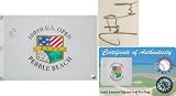 Justin Leonard Signed 2000 Pebble Beach US Open Flag - Justin Leonard Golf Sports Memorabilia