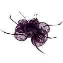 Acosta - Purple Feather & Bead Mesh Corsage - Brooch / Hair Accessory / Fascinator
