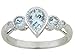 10k White Gold Pear Shaped Aquamarine 3-Stone Ring title=