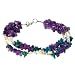 EXP Handmade Purple Amethyst & Blue Turquoise Bracelet With Silver Beads