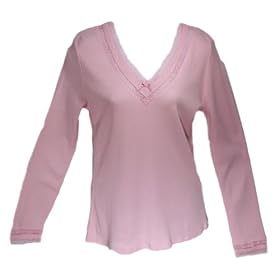 Buy Alfani Pink Blush Ribbed Pajama Top w Lace by Alfani