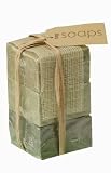 TAG SCENTED SOAP STACKS, GREEN WITH COOL PEPPERMINT, WILD GRASS AND ALOE AND EUCALYPTUS SCENTS, SET OF 3