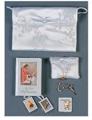 Single Detail Page Misc: Girls First Communion Set 6 Piece Deluxe Communion Gift Set Includes: Purse, Missal, Rosary, Satin Rosary Case, Scapular and Pin- Gift Boxed - san francis