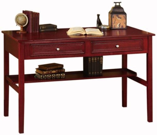 Oxford 48 Inch Dark Cherry Two Storage Drawer Writing Desk, TWO-DRAWER, MERLOT
