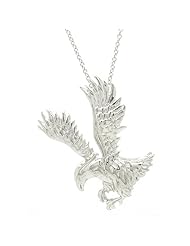 .925 Sterling Silver Flying American Hawk Eagle Falcon Bird Charm Pendant Necklace 18"
