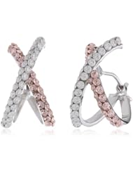 14k Italian Gold Champagne and White Color Cubic Zirconia Criss-Cross Earrings