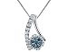 Blue and White Diamond Pendant 1/2 Carat (ctw) in 14K White Gold with Chain