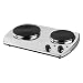 Kalorik DKP-21898 1400-Watt Portable Chrome Double Burner with 2 Cast-Iron Cooking Plates