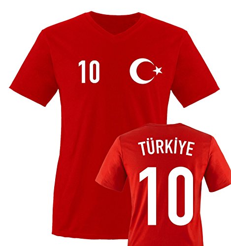 TRIKOT – TÜRKIYE – 10 – Herren V-Neck T-Shirt – Rot / Weiss Gr. XL